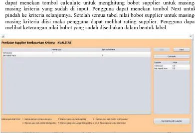 Gambar 6 Tampilan Dialog AHP Pilih Supplier 