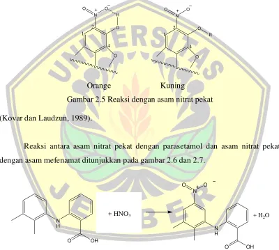 Gambar 2.5 Reaksi dengan asam nitrat pekat 