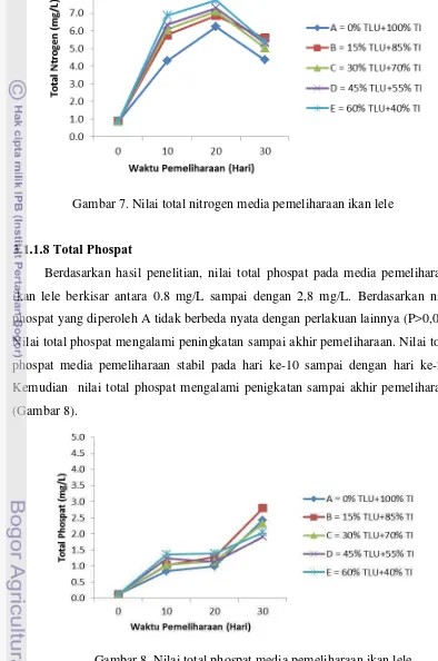 Gambar 8. Nilai total phospat media pemeliharaan ikan lele 