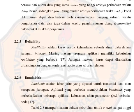 Tabel 2.8 memperlihatkan bahwa kebutuhan untuk e-mail sangat tinggi 