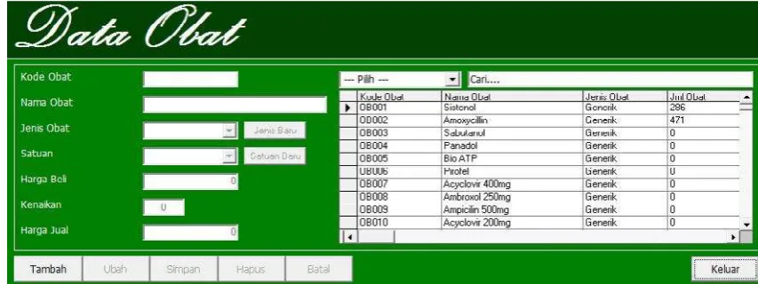 Gambar 4.11 Tampilan Input Data Obat