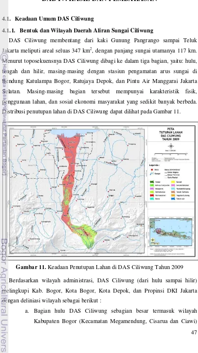 Gambar 11. Keadaan Penutupan Lahan di DAS Ciliwung Tahun 2009 