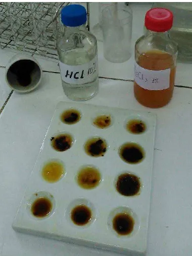 Gambar 3. Proses pemanasan sampel untuk pemeriksaan sakarin yang ditambahkan 5 ml NaOH 5%  