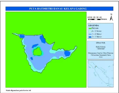 Gambar 3. Peta Batimetri Danau Kelapa Gading Kabupaten Asahan 