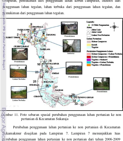 Gambar 11. Foto sebaran spasial perubahan penggunaan lahan pertanian ke non 