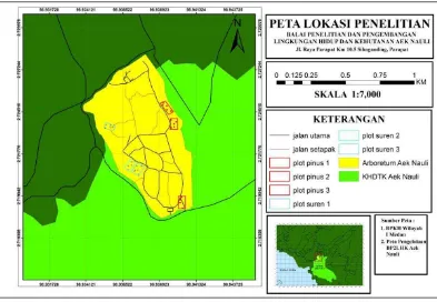 Gambar 2. Peta lokasi penelitian kawasan BP2LHK Aek Nauli 