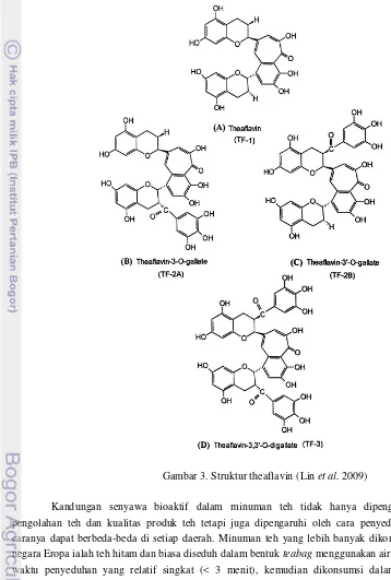 Gambar 3. Struktur theaflavin (Lin et al. 2009) 