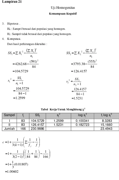 Tabel  Kerja Untuk Menghitung c2 