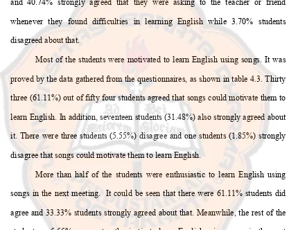 table shows the percentage result of this part.