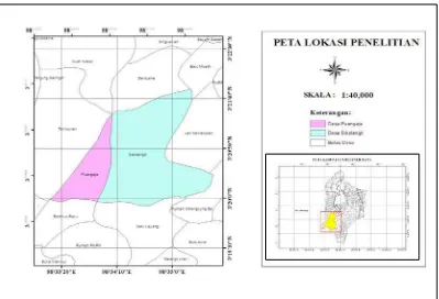Gambar 1. Peta Lokasi Penelitian di Desa Puangaja dan Desa Sibolangit, Kecamatan Sibolangit 