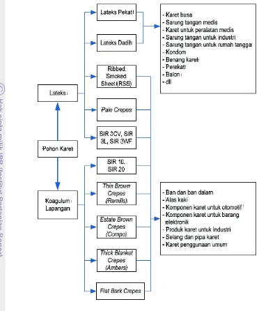 Gambar 1. Pohon industri karet (BPTK,2001) 