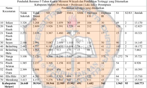 Tabel 1.1. Data Sensus Penduduk Kabupaten Melawi 2008 