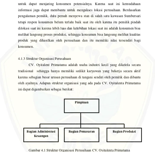 Gambar 4.1 Struktur Organisasi Perusahaan CV. Oyitalenta Primatama 