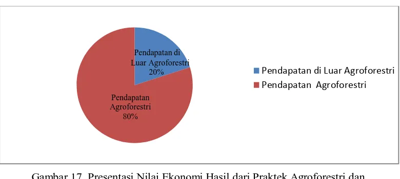 Gambar 17. Presentasi Nilai Ekonomi Hasil dari Praktek Agroforestri dan Pendapatan                       diluar Pemanfaatan Hasil Hutan dari Praktek Agroforestri 