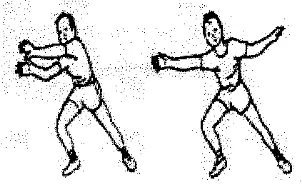 Gambar 6. Menangkap bola mendatar di samping kanan   Sumber: Buku pengajaran permainan di SD (1995/1996:47) 