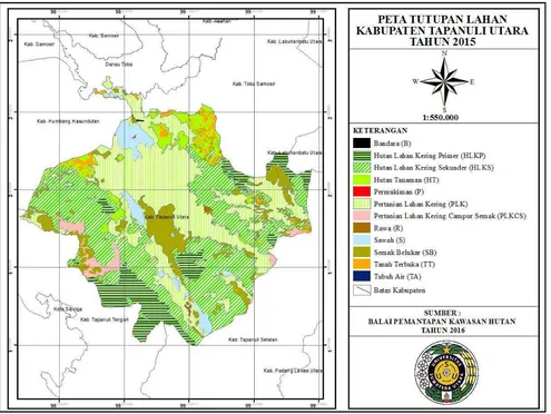 Gambar 7. Peta Tutupan Lahan Kabupaten Tapanuli Utara Tahun 2015 