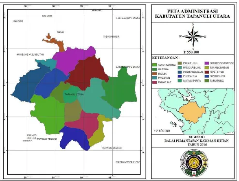 Gambar 1. Peta Lokasi Penelitian di Kabupaten Tapanuli Utara