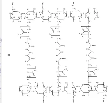 Gambar 30  Mekanisme kopolimerisasi cangkok akrilamida dan taut silang 