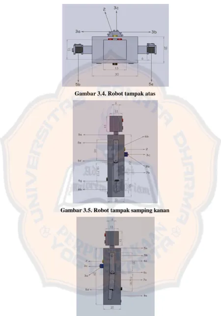 Gambar 3.4. Robot tampak atas 
