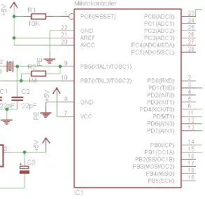 Gambar 3.3 Rangkaian Mikrokontroler Atmega8 