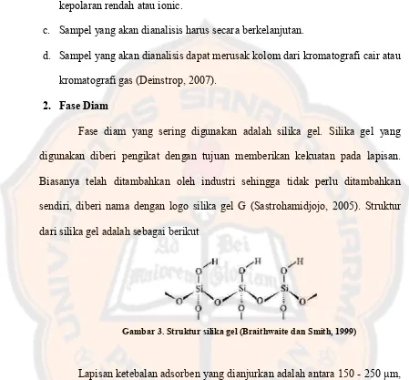 Gambar 3. Struktur silika gel (Braithwaite dan Smith, 1999)