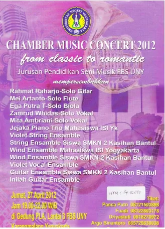 Gambar 3. Poster Chamber Music Concert 2012 (Sumber: Dokumen pribadi)  