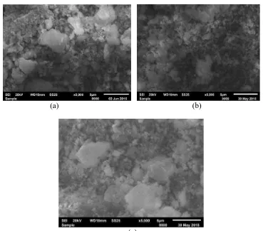 Gambar 3.3. Morfologi membran keramik TiO2 – zeolit alam (a) 400 oC, (b) 500 oC, (c) 600 oC  