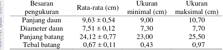 Tabel 3 Hasil pengukuran tanaman genjer (L. flava) 