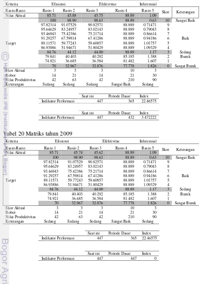 Tabel 20 Matriks tahun 2009 