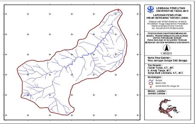Gambar 2. Peta 3D dan stasiun hidroklimatologi Sub-DAS Bangga 