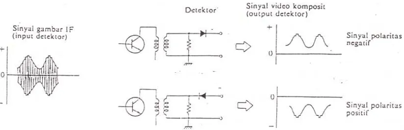 Gambar 3. Hubungan antara polaritas sinyal Output dan polritas diode detektor 