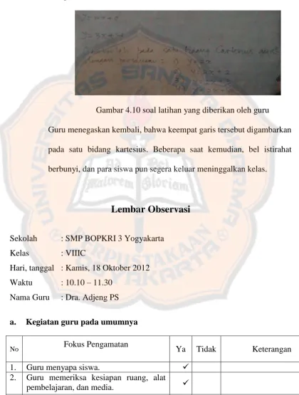 Gambar 4.10 soal latihan yang diberikan oleh guru 