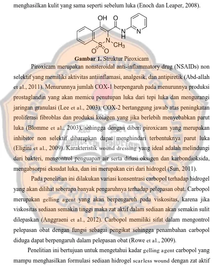 Gambar 1.  Struktur Piroxicam Piroxicam merupakan nonsteroidal anti-inflammatory drug (NSAIDs) non 