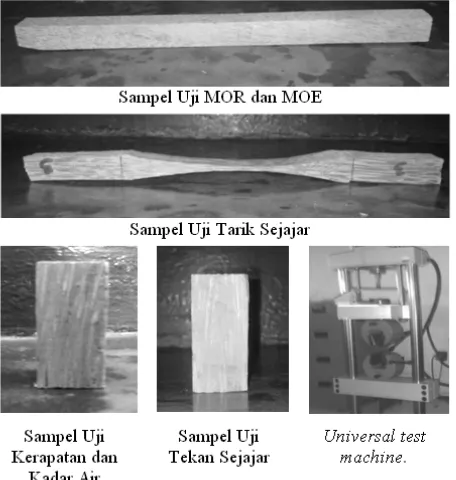 Gambar 2. Sampel dan Alat Uji Sifat dasar kayu 