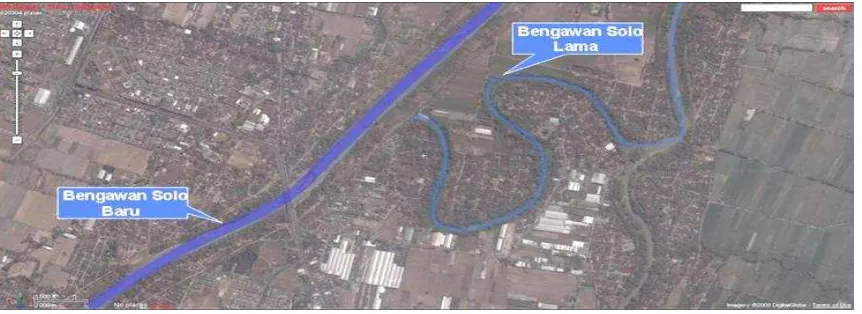 Gambar 1. Morfologi Sungai Bengawan Solo Sebelum dan Sesudah dilakukan Pelurusan 