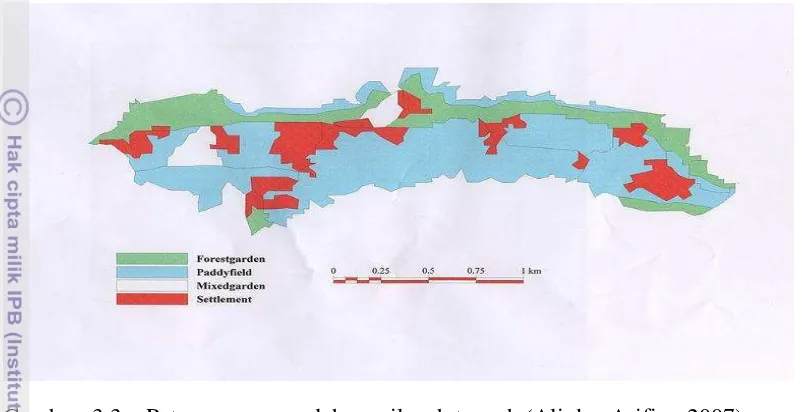 Gambar  3.3.   Peta penggunaan lahan wilayah tengah (Ali dan Arifin,  2007) 