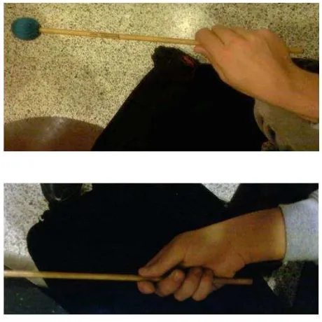 Gambar 9. Gripping(sumber: United Percussion 2013 Front ensemble : Program Overview and Basic  2 mallet Technique)  