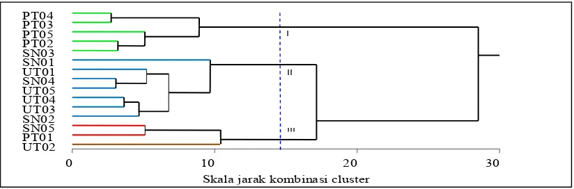 Gambar 4. Dendrogram Analisis Cluster Jagung Ketan di Kelurahan Uentanaga 
