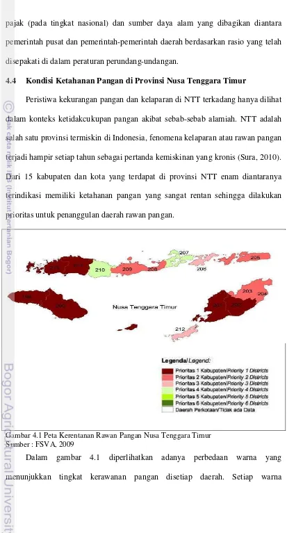 Gambar 4.1 Peta Kerentanan Rawan Pangan Nusa Tenggara Timur 