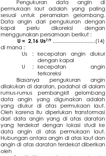 Gambar 6.  Hubungan antara kecepatan angin di permukaan laut dan daratan   (CERC, 1984)