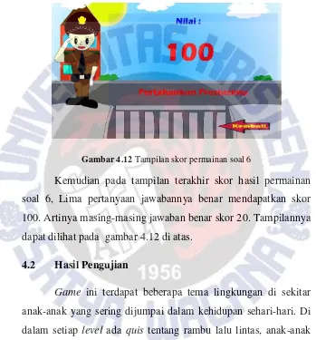 Gambar 4.12 Tampilan skor permainan soal 6 