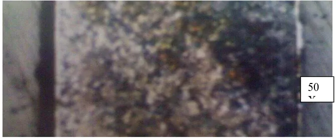 Gambar 4.1 Mikrostruktur baja karbon rendah – krom dengan kuat arus 10 A.  