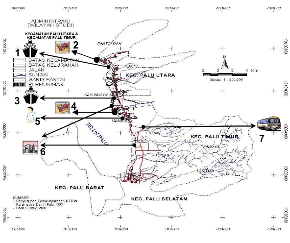 Gambar 2. Peta Ketersebaran Fungsi Dominan Beberapa Fasilitas Pelayanan  Kecamatan Palu Utara  