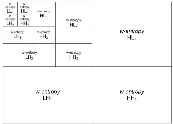 Gambar 21 Ilustrasi nilai w-entropy pada dekomposisi wavelet level empat.
