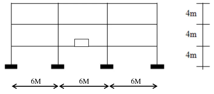 Gambar 4.5 Struktur Bangunan 3 Lantai  Dengan TMD Pada Lantai  1 (2 dimensi) 