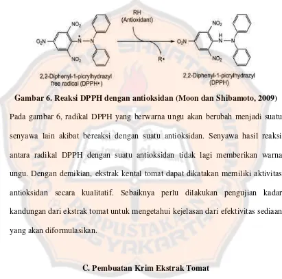 Gambar 6. Reaksi DPPH dengan antioksidan (Moon dan Shibamoto, 2009) 