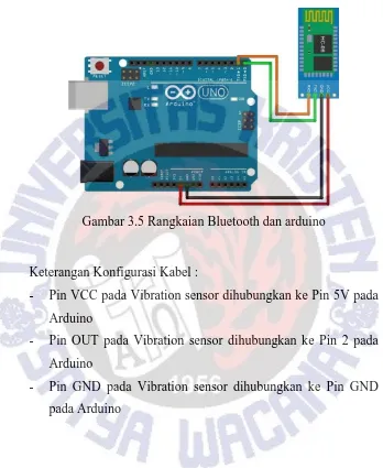 Gambar 3.5 Rangkaian Bluetooth dan arduino 