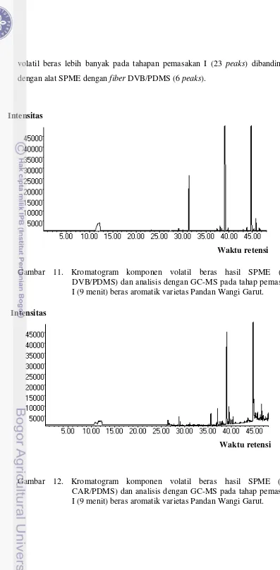 Gambar 11. Kromatogram komponen volatil beras hasil SPME (fiber 
