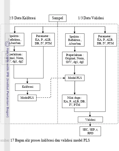 Gambar 17 Bagan alir proses kalibrasi dan validasi model PLS 