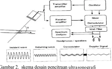 Gambar 1. Skema prinsip kerja  ultrasonografi  